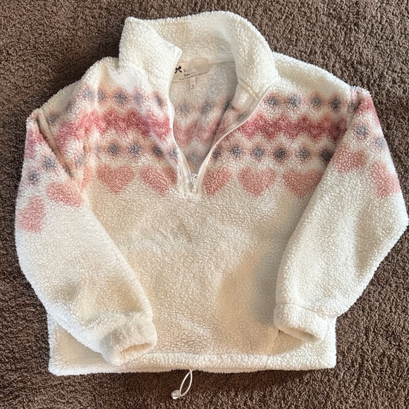 Sincerly Jules Sweaters - Sincerely Jules Cream and Pink Quarter Zip